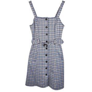 SO 90s Style Houndstooth Belted Dress Small